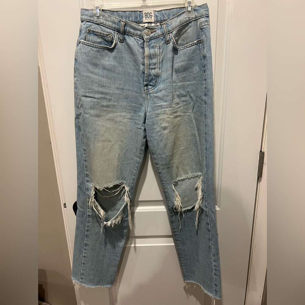 BDG Slim Straight Distressed Light Blue Women's Jeans
